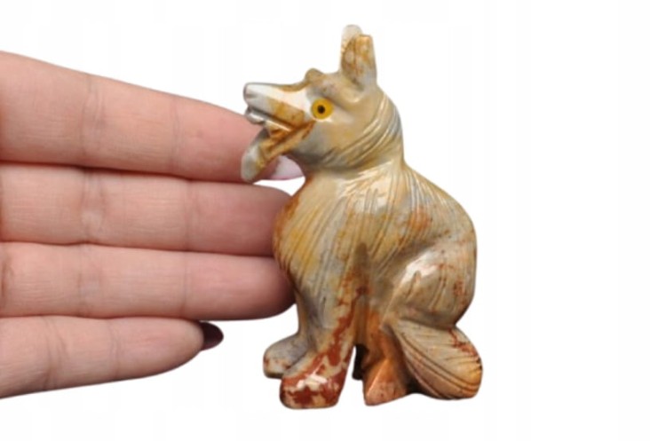 * STEATYT KAMIEŃ MYDLANY FIGURKA WILK PIES STOJĄCA DO DEKORACJI NR 2 *