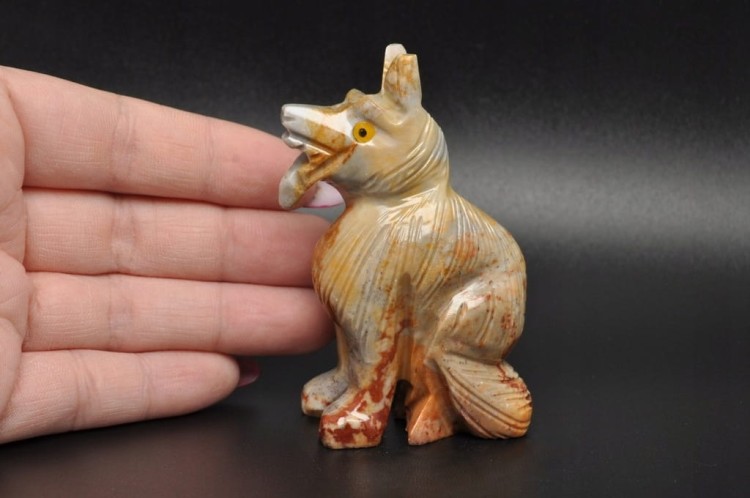 * STEATYT KAMIEŃ MYDLANY FIGURKA WILK PIES STOJĄCA DO DEKORACJI NR 2 *