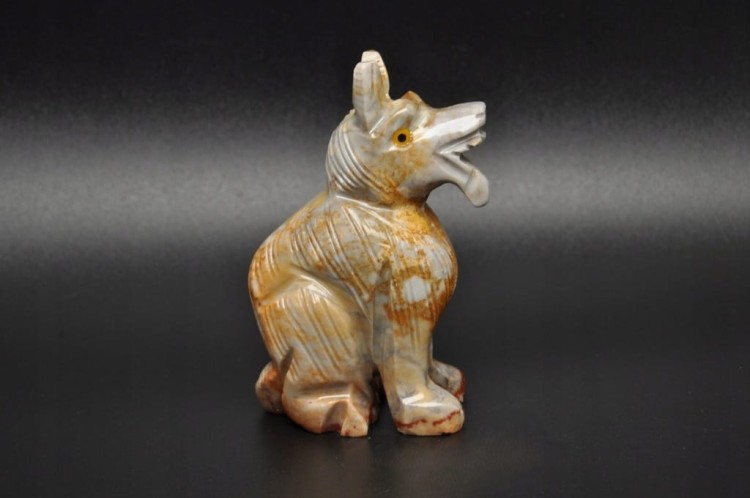 * STEATYT KAMIEŃ MYDLANY FIGURKA WILK PIES STOJĄCA DO DEKORACJI NR 2 *