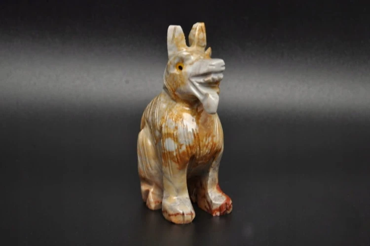 * STEATYT KAMIEŃ MYDLANY FIGURKA WILK PIES STOJĄCA DO DEKORACJI NR 2 *