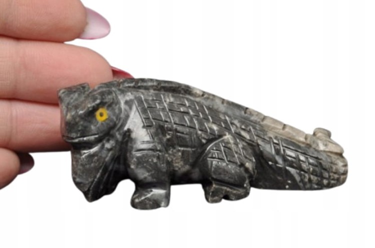 * STEATYT KAMIEŃ MYDLANY FIGURKA JASZCZURKA PRZEPIĘKNY OKAZ NR 7 *