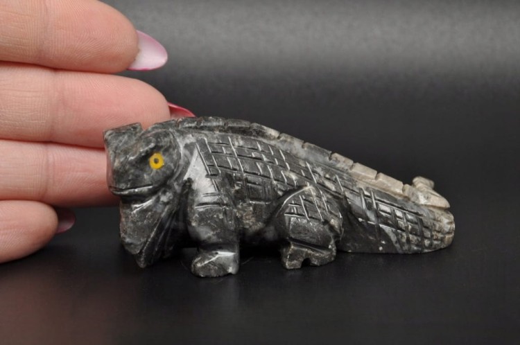 * STEATYT KAMIEŃ MYDLANY FIGURKA JASZCZURKA PRZEPIĘKNY OKAZ NR 7 *