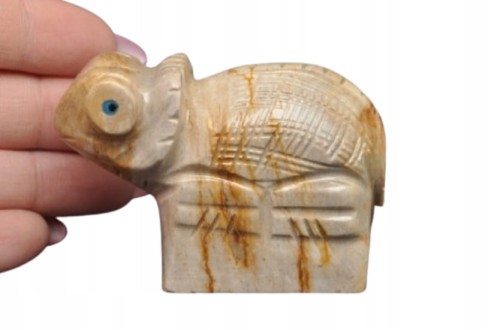 * STEATYT KAMIEŃ MYDLANY FIGURKA KAMELEON SUPER KSZTAŁT NATURALNY OKAZ 12 *