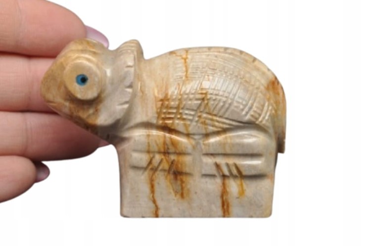 * STEATYT KAMIEŃ MYDLANY FIGURKA KAMELEON SUPER KSZTAŁT NATURALNY OKAZ 12 *