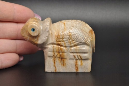 * STEATYT KAMIEŃ MYDLANY FIGURKA KAMELEON SUPER KSZTAŁT NATURALNY OKAZ 12 *