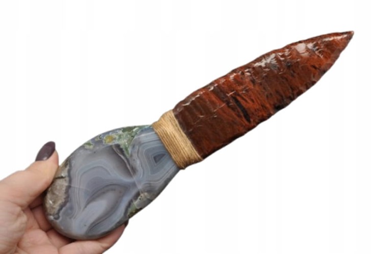 * OBSYDIAN MAHONIOWY AGAT NÓŻ ARMENIA ORYGINALNE RĘKODZIEŁO NR 1 *