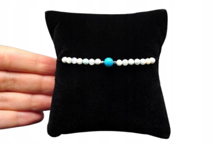 * TURKUS LARIMAR UROKLIWA REGULOWANA BRANSOLETKA NATURALNE KAMIENIE NR 23 *