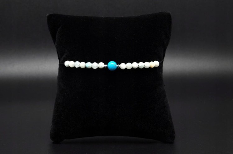 * TURKUS LARIMAR UROKLIWA REGULOWANA BRANSOLETKA NATURALNE KAMIENIE NR 23 *
