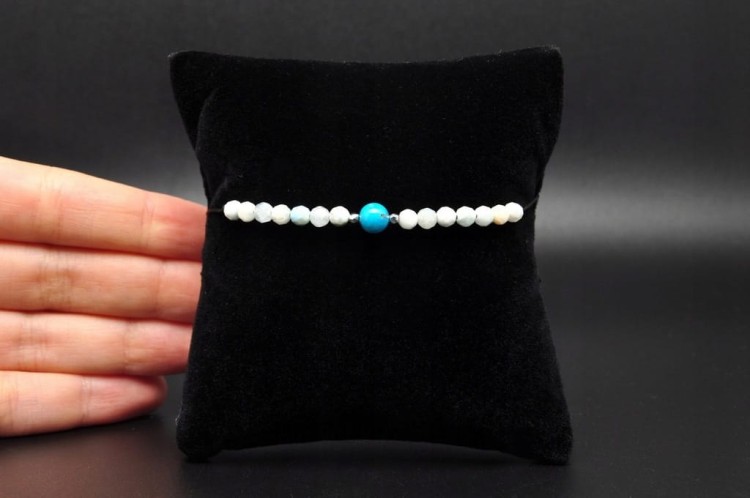 * TURKUS LARIMAR UROKLIWA REGULOWANA BRANSOLETKA NATURALNE KAMIENIE NR 23 *