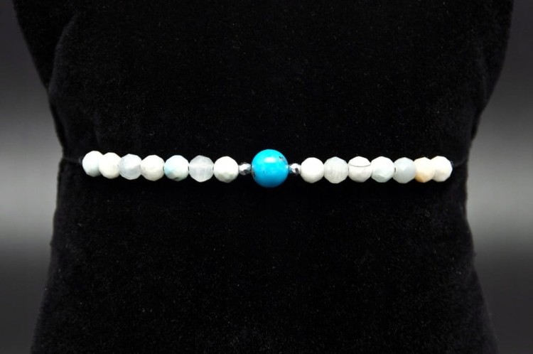 * TURKUS LARIMAR UROKLIWA REGULOWANA BRANSOLETKA NATURALNE KAMIENIE NR 23 *