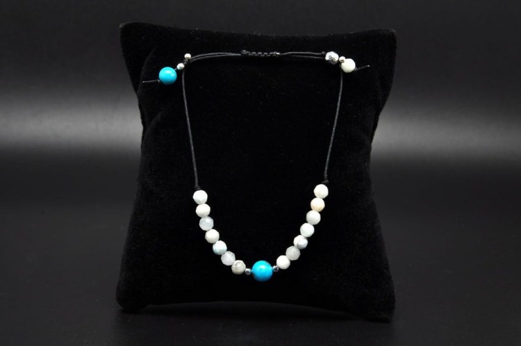 * TURKUS LARIMAR UROKLIWA REGULOWANA BRANSOLETKA NATURALNE KAMIENIE NR 23 *
