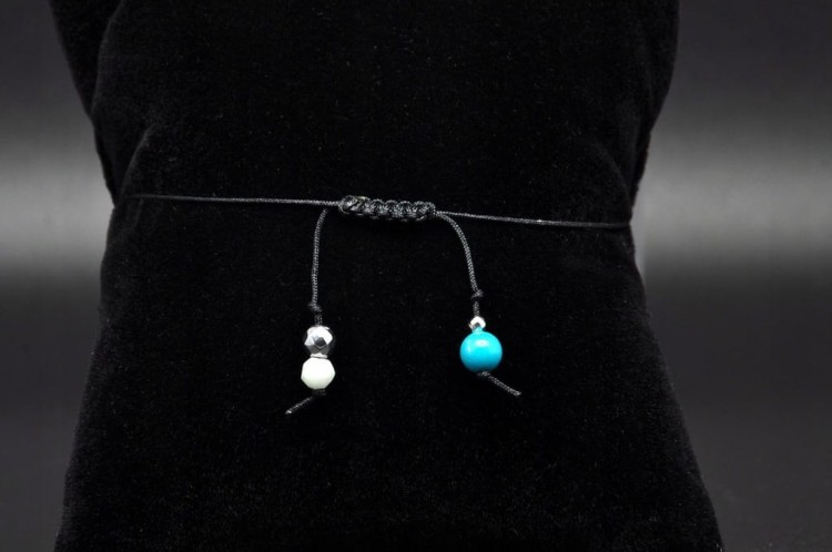 * TURKUS LARIMAR UROKLIWA REGULOWANA BRANSOLETKA NATURALNE KAMIENIE NR 23 *