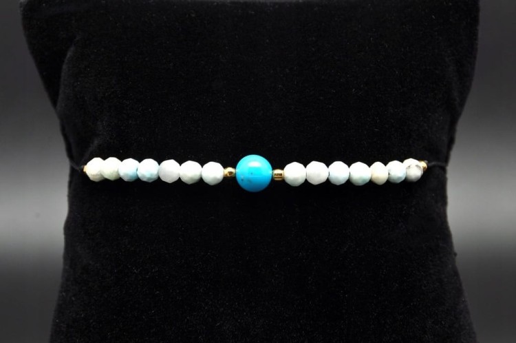 * TURKUS LARIMAR PRZEPIĘKNA BRANSOLETKA REGULOWANA DŁUGOŚĆ NR 25 *