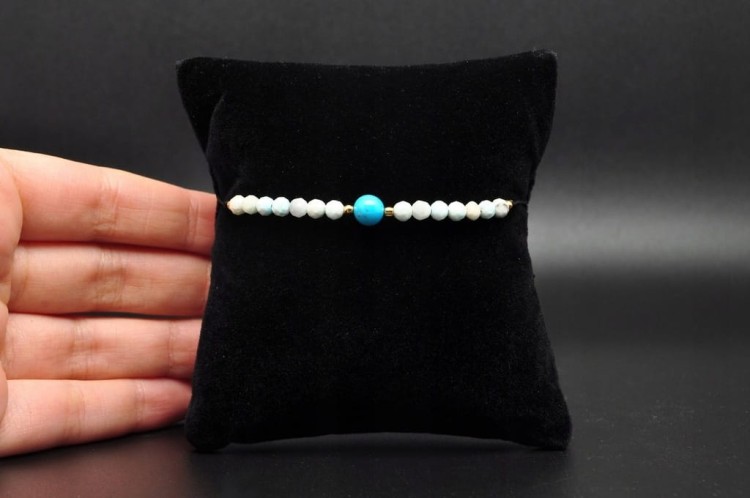 * TURKUS LARIMAR PRZEPIĘKNA BRANSOLETKA REGULOWANA DŁUGOŚĆ NR 25 *
