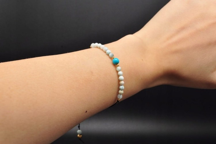 * TURKUS LARIMAR PRZEPIĘKNA BRANSOLETKA REGULOWANA DŁUGOŚĆ NR 25 *