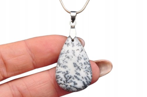 * OPAL DENDRYTOWY KAMIEŃ NATURALNY ZAWIESZKA W KSZTAŁCIE ŁEZKI NR 11 *