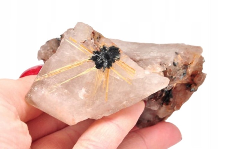 * KWARC Z RUTYLEM NATURALNY MINERAŁ FANTASTYCZNY DO DEKORACJI NR 5 *