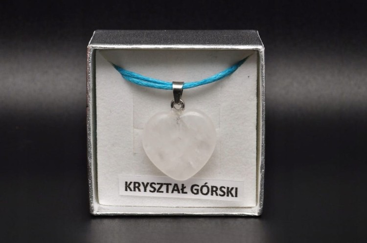 * KRYSZTAŁ GÓRSKI ZAWIESZKA SERCE ELEGANCKA BIŻUTERIA SZNUREK PUDEŁKO NR 55