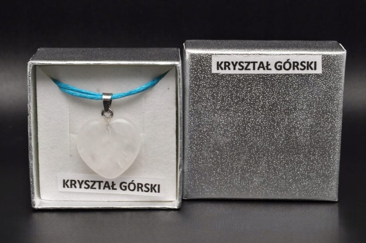 * KRYSZTAŁ GÓRSKI ZAWIESZKA SERCE ELEGANCKA BIŻUTERIA SZNUREK PUDEŁKO NR 55
