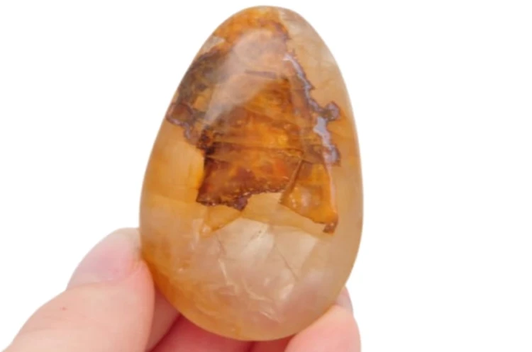 * KWARC Z LIMONITEM MINERAŁ DO MASAŻU SZLIFOWANY POLEROWANY OKAZ NR 2 *