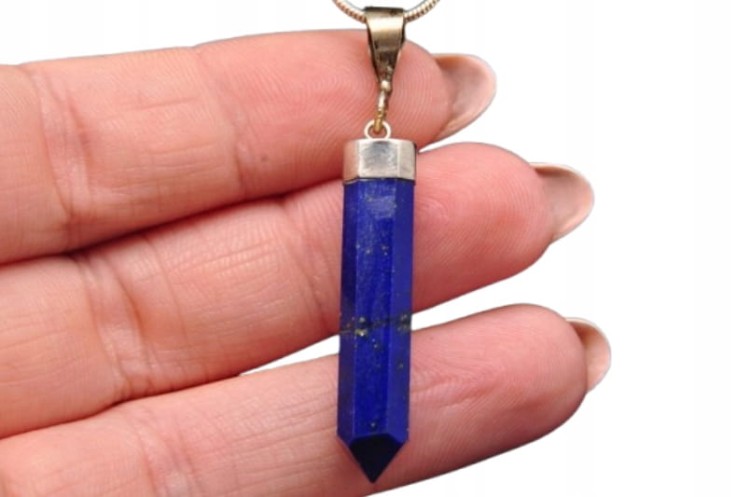 * LAPIS LAZULI SREBRO 925 ZAWIESZKA KAMIEŃ NATURALNY ELEGANCKA BIŻUTERIA 3