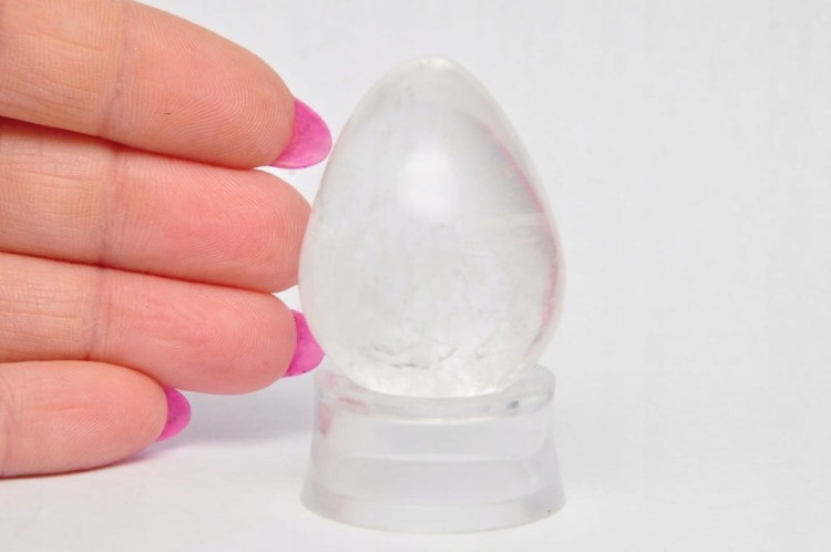 * KRYSZTAŁ GÓRSKI JAJKO MADAGASKAR CZYSTY OKAZ PIĘKNIE WYPOLEROWANY EGG57 *