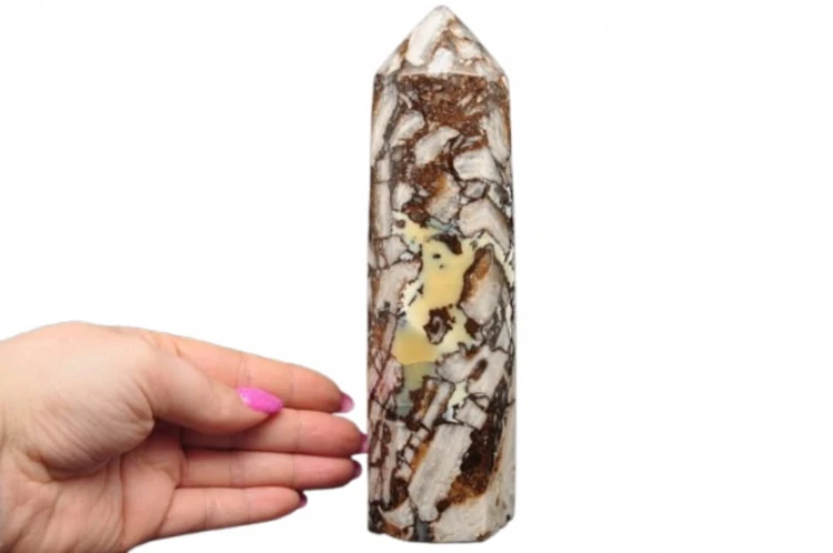 * CHALCEDON OPAL BREKCJA PIĘKNY OBELISK CIEKAWE POŁĄCZENIE MINERAŁÓW NR 1 *