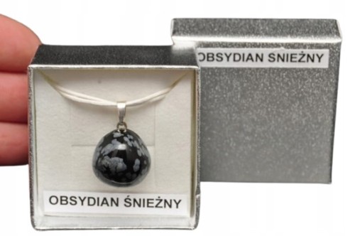 * OBSYDIAN ŚNIEŻNY ZAWIESZKA CIEKAWY WZÓR NATURALNY MINERAŁ NR 73 *