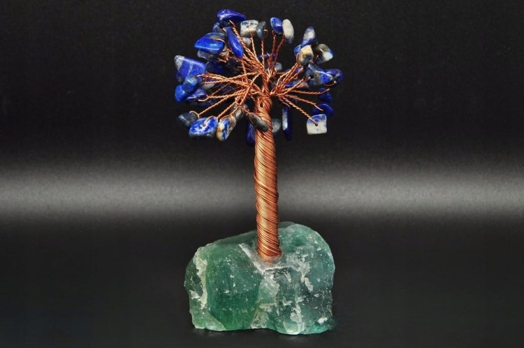 * DRZEWKO SZCZĘŚCIA CHINY FLUORYT LAPIS LAZULI PIĘKNA GRANATOWA BARWA NR 7