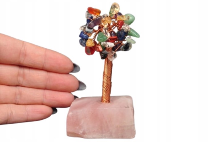 * DRZEWKO SZCZĘŚCIA KWARC RÓŻOWY MIX KILKA MINERAŁÓW KOLOROWE KAMIENIE 6 *