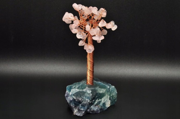 * DRZEWKO SZCZĘŚCIA CHINY FLUORYT KWARC RÓŻOWY ZJAWISKOWE MINERAŁY NR 3 *