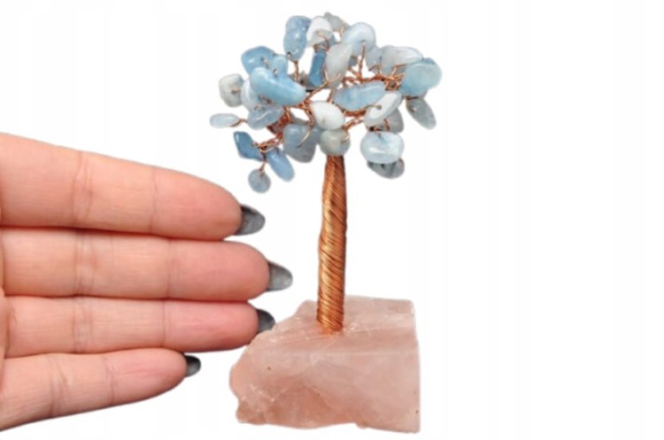 * DRZEWKO SZCZĘŚCIA CHINY KWARC RÓŻOWY KWARC NIEBIESKI PIĘKNY OKAZ NR 2 *