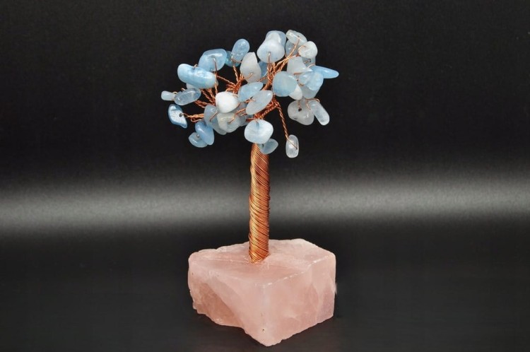 * DRZEWKO SZCZĘŚCIA CHINY KWARC RÓŻOWY KWARC NIEBIESKI PIĘKNY OKAZ NR 2 *