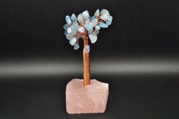 * DRZEWKO SZCZĘŚCIA CHINY KWARC RÓŻOWY KWARC NIEBIESKI PIĘKNY OKAZ NR 2 *