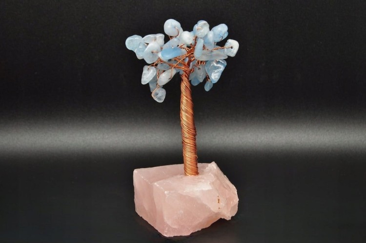 * DRZEWKO SZCZĘŚCIA CHINY KWARC RÓŻOWY KWARC NIEBIESKI PIĘKNY OKAZ NR 2 *