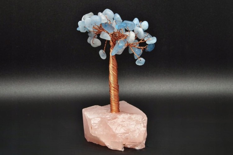 * DRZEWKO SZCZĘŚCIA CHINY KWARC RÓŻOWY KWARC NIEBIESKI PIĘKNY OKAZ NR 2 *