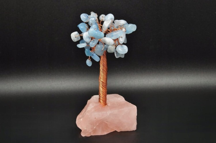 * DRZEWKO SZCZĘŚCIA CHINY KWARC RÓŻOWY KWARC NIEBIESKI PIĘKNY OKAZ NR 2 *