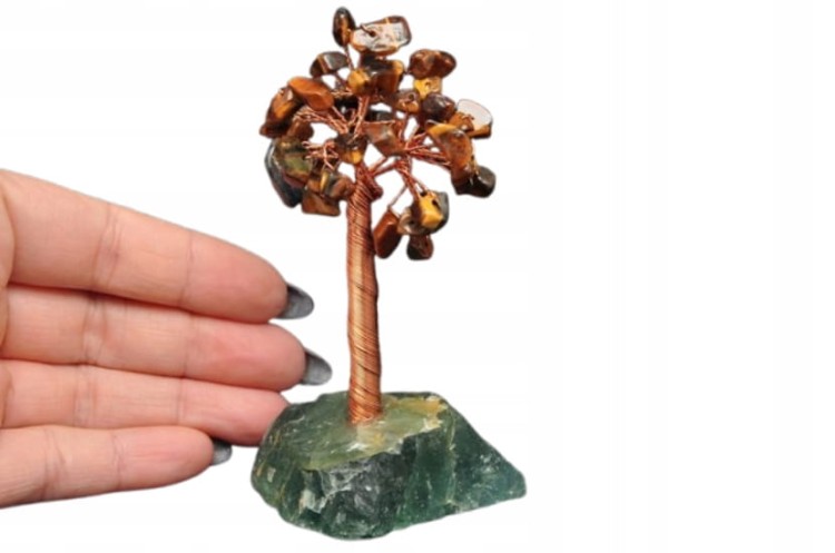 * DRZEWKO SZCZĘŚCIA CHINY FLUORYT TYGRYSIE OKO DOSKONAŁE DO DEKORACJI NR 1