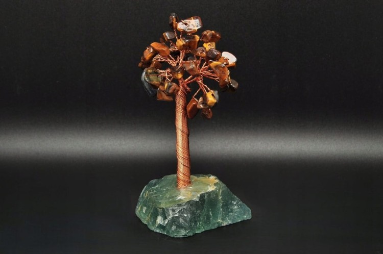 * DRZEWKO SZCZĘŚCIA CHINY FLUORYT TYGRYSIE OKO DOSKONAŁE DO DEKORACJI NR 1