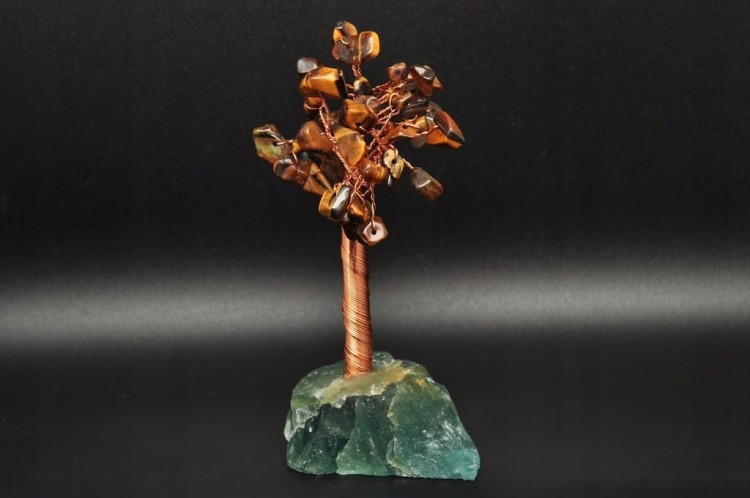 * DRZEWKO SZCZĘŚCIA CHINY FLUORYT TYGRYSIE OKO DOSKONAŁE DO DEKORACJI NR 1