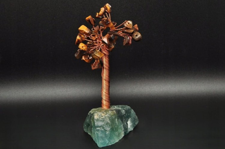 * DRZEWKO SZCZĘŚCIA CHINY FLUORYT TYGRYSIE OKO DOSKONAŁE DO DEKORACJI NR 1