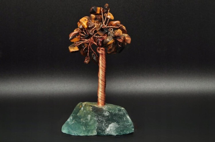 * DRZEWKO SZCZĘŚCIA CHINY FLUORYT TYGRYSIE OKO DOSKONAŁE DO DEKORACJI NR 1