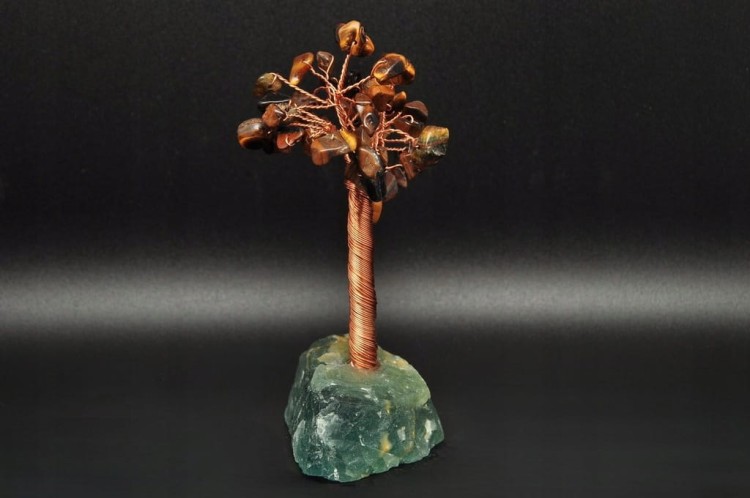 * DRZEWKO SZCZĘŚCIA CHINY FLUORYT TYGRYSIE OKO DOSKONAŁE DO DEKORACJI NR 1