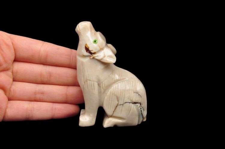 * STEATYT KAMIEŃ MYDLANY ORYFINALNA FIGURKA PERU RZEŹBA WILK NR 9 *