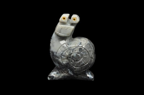 * STEATYT KAMIEŃ MYDLANY FIGURKA SZARY ŚLIMAK CIEKAWA RZEŹBA NR 11 *