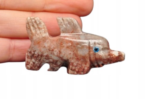 * STEATYT KAMIEŃ MYDLANY PERU FIGURKA RYBA CIEKAWA RZEŹBA NR 45 *