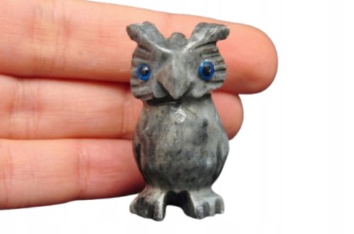 * STEATYT KAMIEŃ MYDLANY FIGURKA SOWA UROKLIWY OKAZ NR 15 *