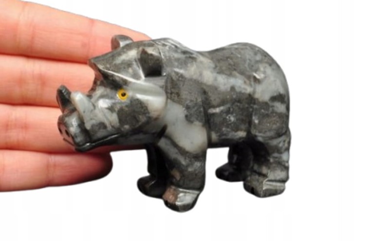 * STEATYT KAMIEŃ MYDLANY CIEMNY KAMIEŃ CIEKAWA FIGURKA GUZIEC NR 19 *