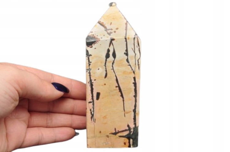* JASPIS PEJZAŻOWY WIEŻA OBELISK MINERAŁ NATURALNY PIĘKNY WZÓR NR 1 *
