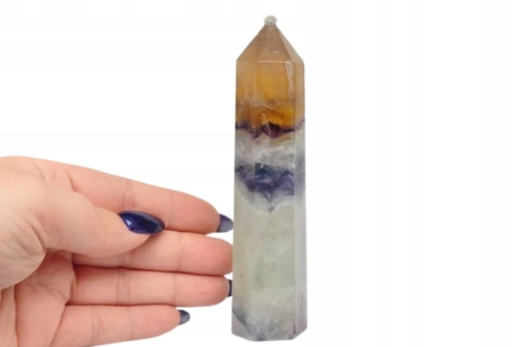 * FLUORYT CHINY KAMIEŃ NATURALNY WIEŻA KOLOROWY OBELISK NR 5 *